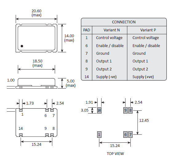 gvxo37 20.6-14.0 VCXO