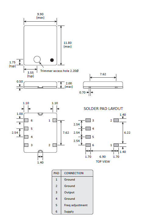 gtxo576 11.8-9.9 TCXO