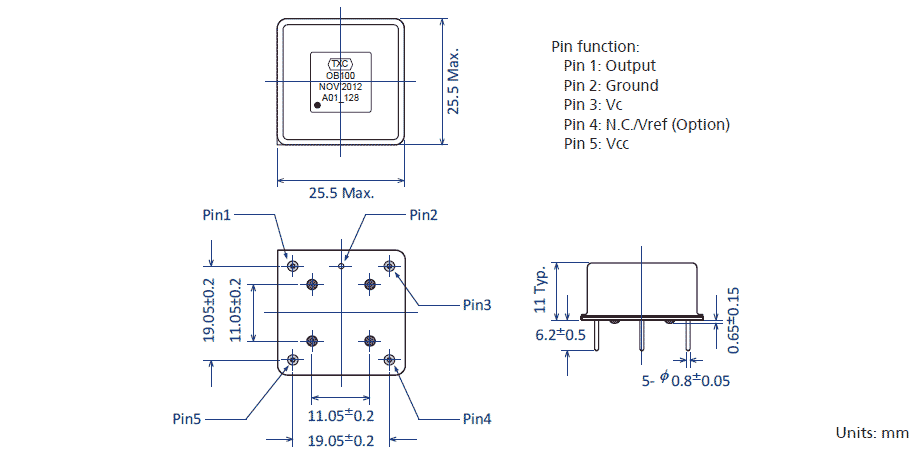 TXC_OB_25_25 CMOS OCXO TXC_OB_25_25 CMOS OCXO