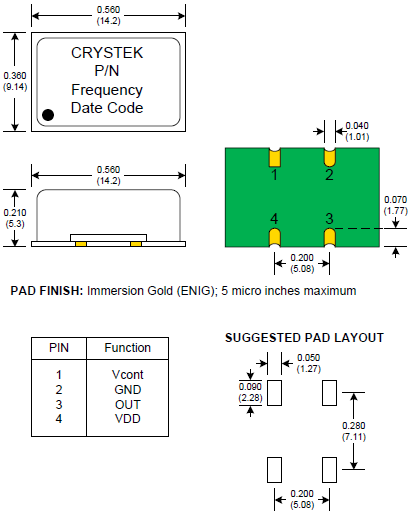 Crystek晶振,压控晶振,CVHD-931晶振,贴片石英晶振