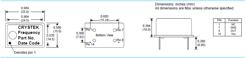 Crystek晶振,温补晶振,CXOH7晶振,TCXO石英晶振