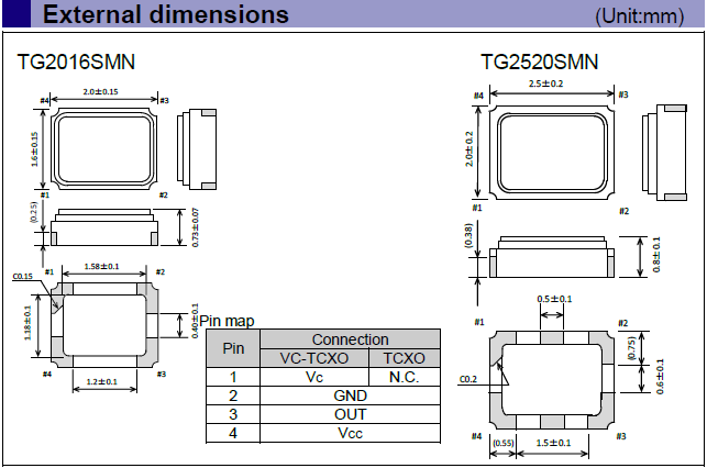 2520温度补偿晶振,日本TCXO晶体振荡器,TG2520SMN晶振