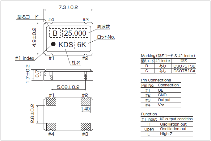 7050普通有源系列晶振,OSC石英晶振,DSO751SA晶振,DSO751SB晶振